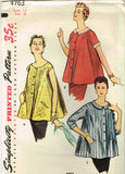 1950s Vintage Simplicity Sewing Pattern 4763 Misses Maternity Blouse Size 12 30B