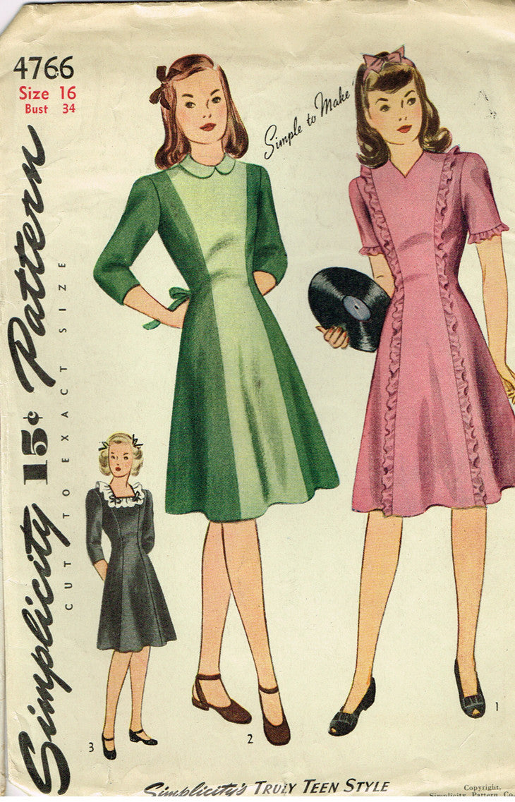 1940s Vintage Simplicity Sewing Pattern 4766 Uncut Misses Princess Dre –  Vintage4me2