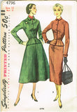1950s Vintage Simplicity Sewing Pattern 4796 Uncut Misses Tailored Suit Size 31B