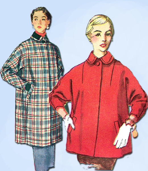 1950s Vintage Simplicity Sewing Pattern 4797 Uncut MIsses Swagger Coat Size 32 B
