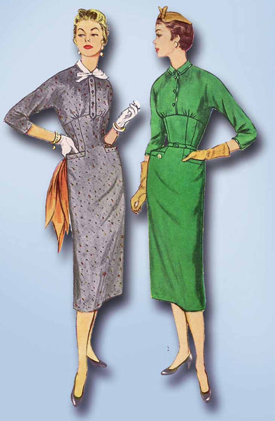 1950s Vintage Simplicity Sewing Pattern 4800 Uncut Misses Empire Waist Dress 30B