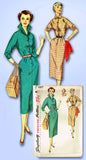 1950s Vintage Simplicity Sewing Pattern 4807 Misses Slender Shirtwaist Dress 32B