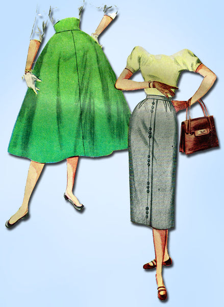 1950s Vintage Simplicity Sewing Pattern 4812 Easy Uncut Misses Day Skirt Sz 24 W -Vintage4me2