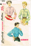 1950s Vintage Simplicity Sewing Pattern 4813 Easy Misses Western Blouse Sz 32 B