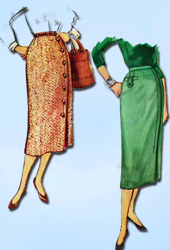 1950s Vintage Simplicity Sewing Pattern 4817 Uncut Misses Slender Skirt Sz 26 W
