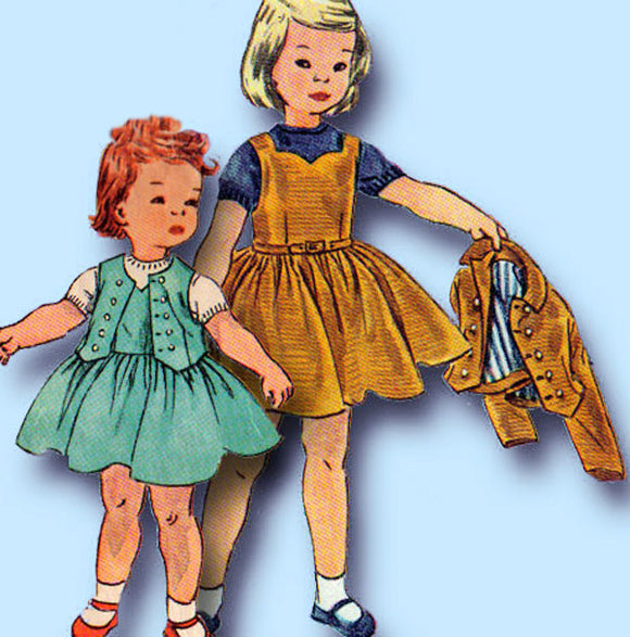 1950s Vintage Simplicity Sewing Pattern 4823 FF Toddler Girls Suit Size 2 21B