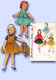 1950s Vintage Simplicity Sewing Pattern 4823 FF Toddler Girls Suit Size 2 21B