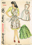 1940s Vintage Simplicity Sewing Pattern 4825 WWII Misses Heart Apron Sz Med