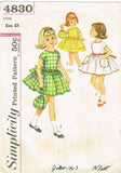 1960s Original Vintage Simplicity Pattern 4830 Toddler Girls Dress & Purse Sz 6x