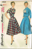 1950s Vintage Simplicity Sewing Pattern 4834 FF Misses Keyhole Dress Size 16 34B