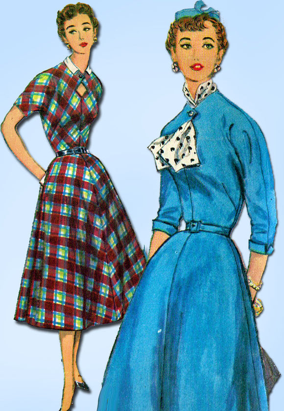 1950s Vintage Simplicity Sewing Pattern 4834 FF Misses Keyhole Dress Size 16 34B