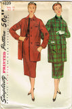 1950s Misses Simplicity Sewing Pattern 4839 Uncut Misses Suit w Long Jacket 32B