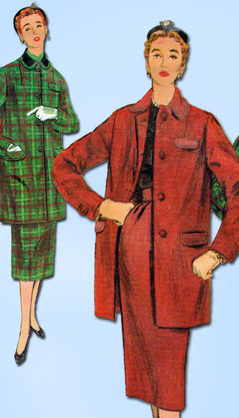 1950s Misses Simplicity Sewing Pattern 4839 Uncut Misses Suit w Long Jacket 32B