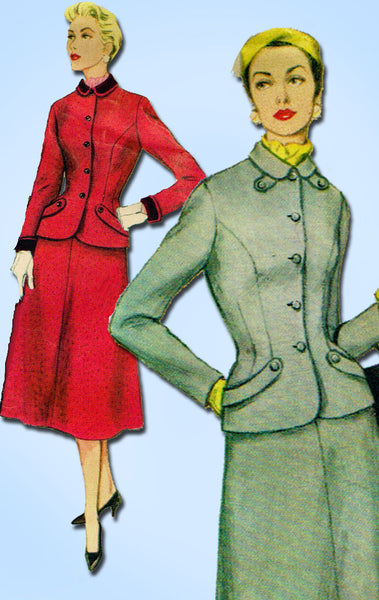 1950s Vintage Simplicity Sewing Pattern 4845 Uncut Misses Suit Half Size 37 Bust