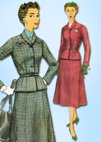 1950s Vintage Simplicity Sewing Pattern 4846 Uncut Misses Peplum Suit Size 14 32B
