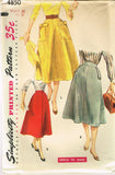 1950s Vintage Simplicity Sewing Pattern 4850 Uncut Easy Misses Skirt Size 26 W