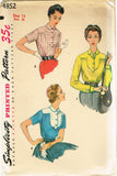 1950s Vintage Misses Colorblock Blouse Uncut Simplicity Sewing Pattern 4852 Sz14