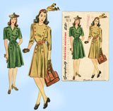 Simplicity 4855: 1940s Misses WWII Street Dress Size 30 B Vintage Sewing Pattern
