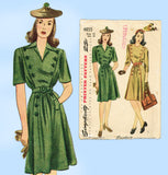 Simplicity 4855: 1940s Misses WWII Street Dress Size 30 B Vintage Sewing Pattern