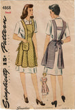 1940s Vintage Simplicity Sewing Pattern 4868 WWII Misses Farm Kitchen Apron SM
