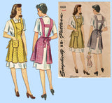1940s Vintage Simplicity Sewing Pattern 4868 WWII Misses Farm Kitchen Apron SM