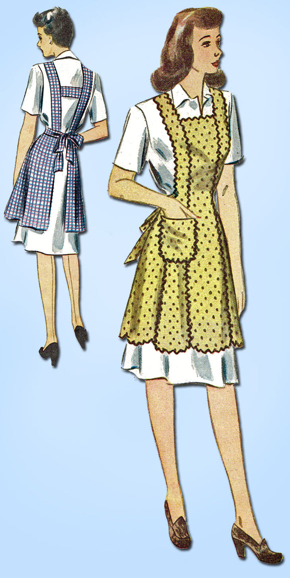 1940s Vintage Simplicity Sewing Pattern 4868 WWII Misses Farm Kitchen Apron SM