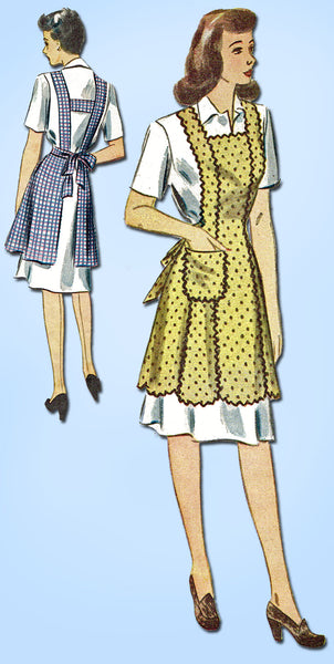 1940s Vintage Simplicity Sewing Pattern 4868 WWII Misses Farm Kitchen Apron SM