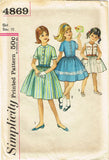 1960s Vintage Simplicity Sewing Pattern 4869 Uncut Girls Shirtwaist Dress Size 10
