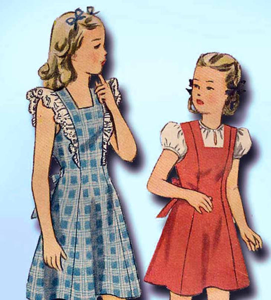 1940s Vintage Simplicity Sewing Pattern 4896 WWII Girls Dress or Jumper Size 10