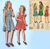 1940s Vintage Simplicity Sewing Pattern 4896 WWII Girls Dress or Jumper Size 10
