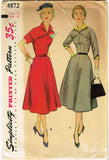 1950s Misses Simplicity Sewing Pattern 4872 Uncut Misses Street Dress Sz 14 32B