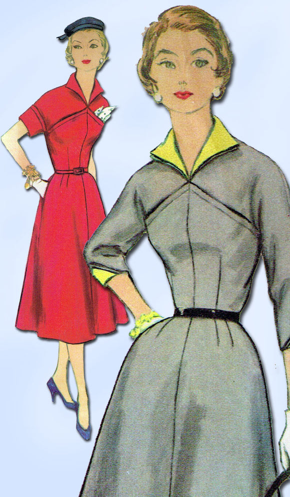 1950s Misses Simplicity Sewing Pattern 4872 Uncut Misses Street Dress Sz 14 32B