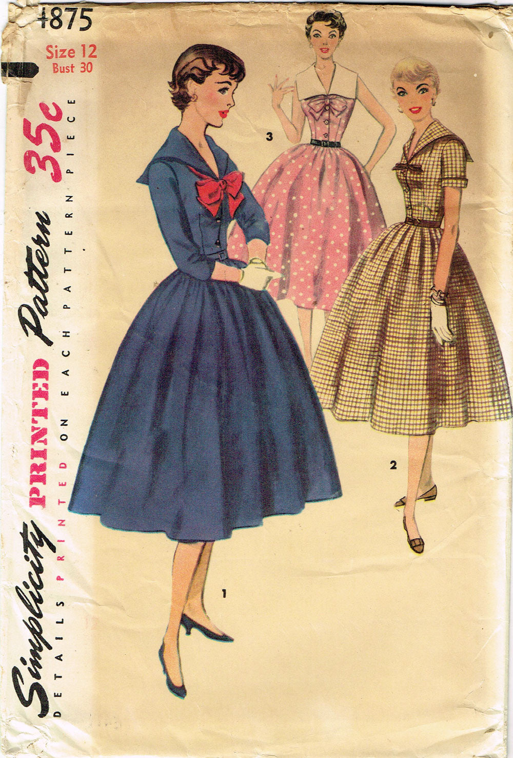 1950s Misses Simplicity Sewing Pattern 4875 Uncut Misses Sailor Dress ...