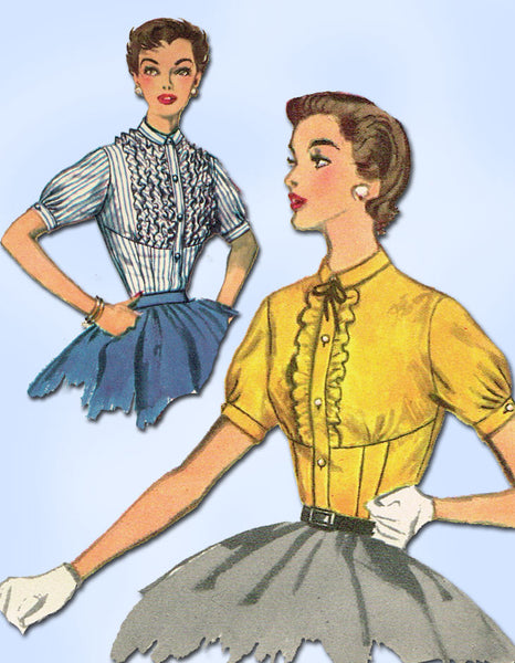 1950s Misses Simplicity Sewing Pattern 4882 Uncut Misses Fitted Blouse Sz 12 30B