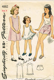1940s Vintage Simplicity Sewing Pattern 4882 Girls Slip & Panties Set Size 8