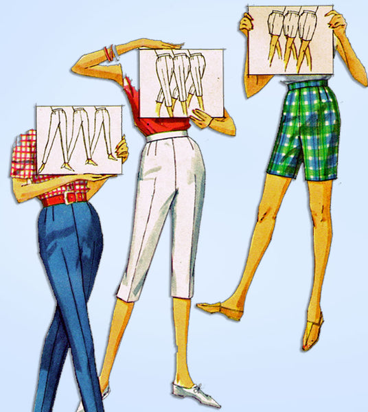 1950s Vintage Simplicity Sewing Pattern 4886 Misses Pants and Shorts Set Sz 28 Waist - Vintage4me2