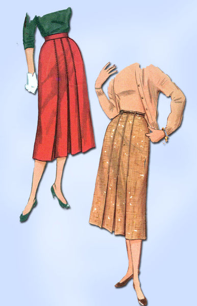 1950s Vintage Simplicity Sewing Pattern 4886 Uncut Misses Pleated Skirt 28 Waist