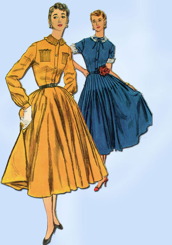 1950s Vintage Simplicity Sewing Pattern 4890 Uncut Misses Tucked Dress Sz 12 30B