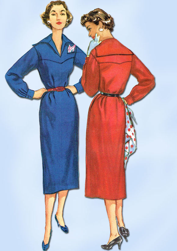 1950s Vintage Misses Dress Uncut 1954 Simplicity Sewing Pattern 4891 Size 14