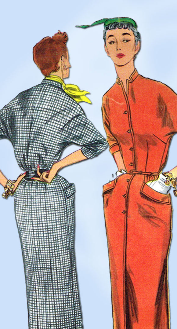 1950s Vintage Simplicity Sewing Pattern 4898 Uncut Misses Day Dress Size 12