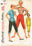 Simplicity 4901: 1950s Misses Peddle Pusher Pants Sz 32 B Vintage Sewing Pattern