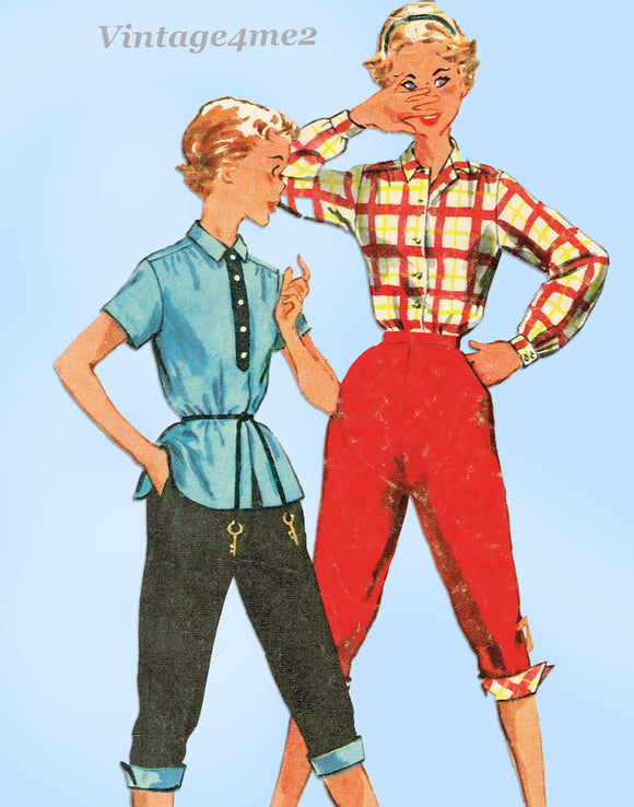 Simplicity 4901: 1950s Misses Peddle Pusher Pants Sz 32 B Vintage Sewing Pattern