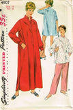 1950s Vintage Simplicity Sewing Pattern 4907 Uncut Misses Nightshirt & Pjs 32B