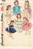 Simplicity 4908: 1950s Cute 17in Saucy Walker Doll Clothes Vintage Sewing Pattern