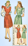1940s Vintage Simplicity Sewing Pattern 4921 Easy WWII Pinafore Dress Sz 32 Bust
