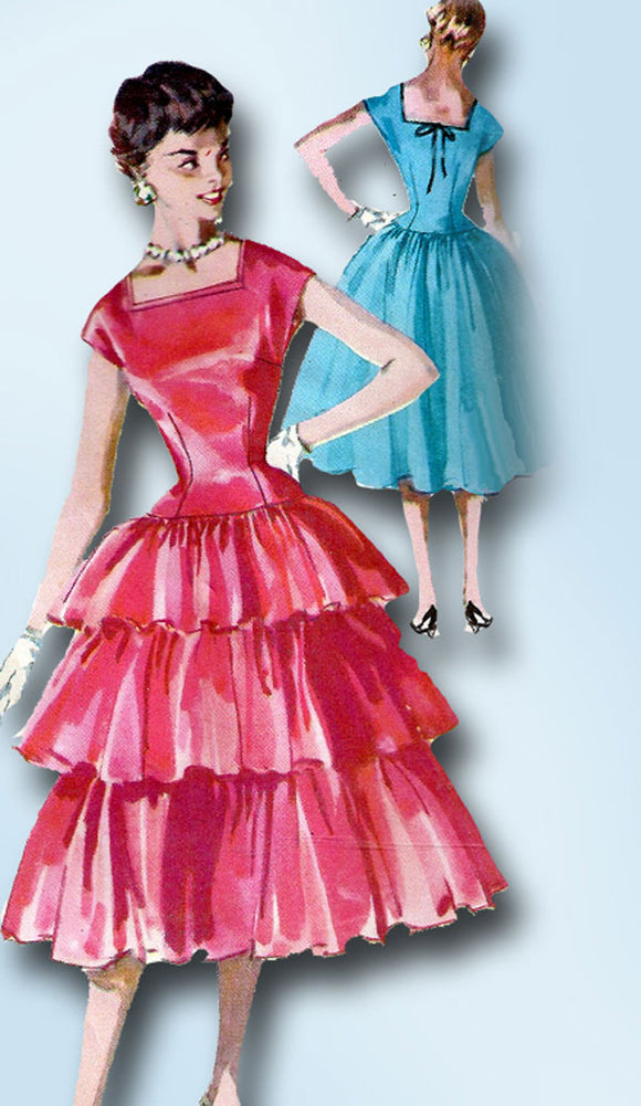 1950s Vintage Simplicity Sewing Pattern 4923 Uncut Misses Party Dress Sz 12 30B