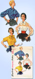 1950s Misses Simplicity Sewing Pattern 4931 FF Misses Blouse Puff Sleeves Sz 12
