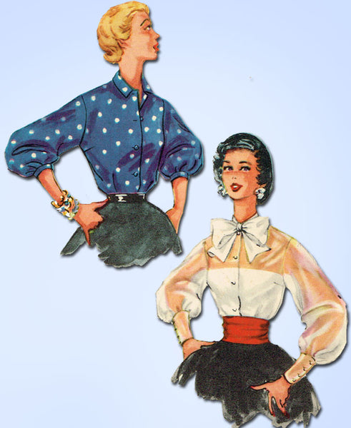 1950s Misses Simplicity Sewing Pattern 4931 Uncut Misses Blouse Size 14 32B