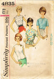 1960s Original Vintage Simplicity Pattern 4935 Misses Monogram Blouse Set Sz 34B