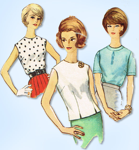 1960s Original Vintage Simplicity Pattern 4935 Misses Monogram Blouse Set Sz 34B